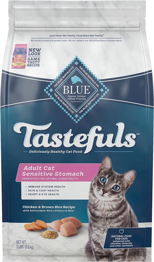 Blue Buffalo Sensitive Stomach Dry Cat Food, Chicken  Brown Rice, 5 Lb