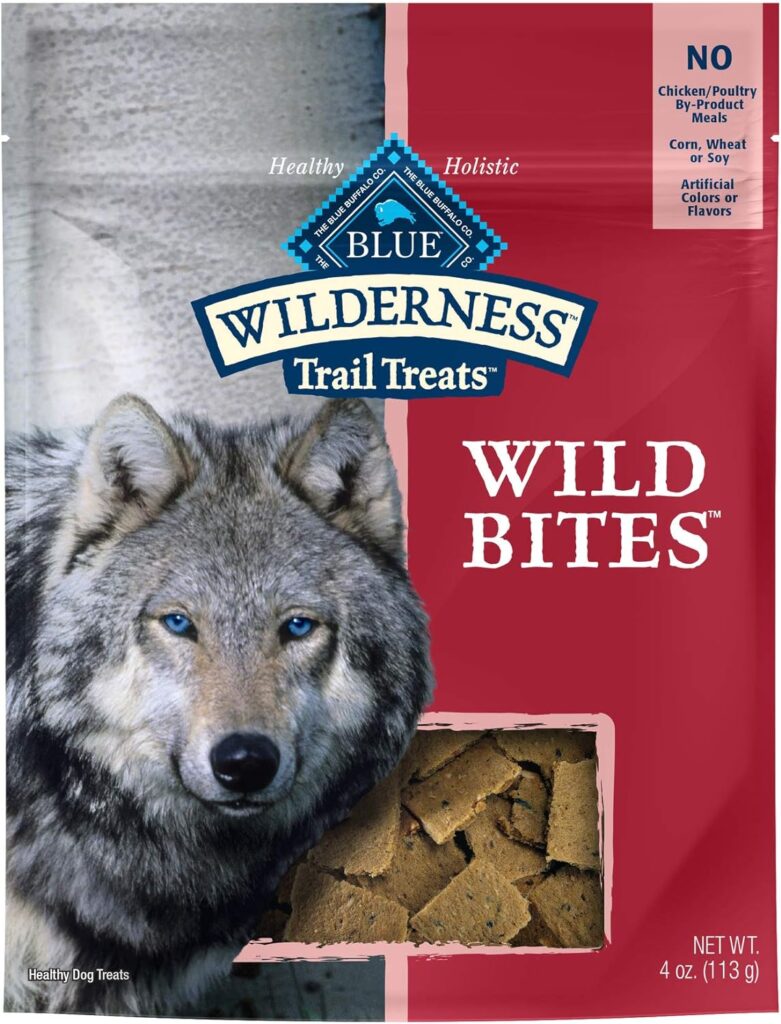 Blue Buffalo Wilderness Trail Treats Wild Bites High Protein Grain Free Soft-Moist Dog Treats, Salmon 4-oz Bag