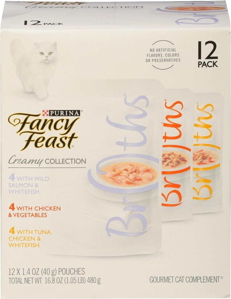 Purina Fancy Feast Lickable Broth Topper Complement Creamy Wet Cat Food Variety Pack - (12) 1.4 oz. Pouches