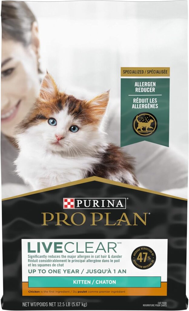 Purina Pro Plan LiveClear Dry Cat Food for Kittens Chicken  Rice Formula - 12.5 lb. Bag