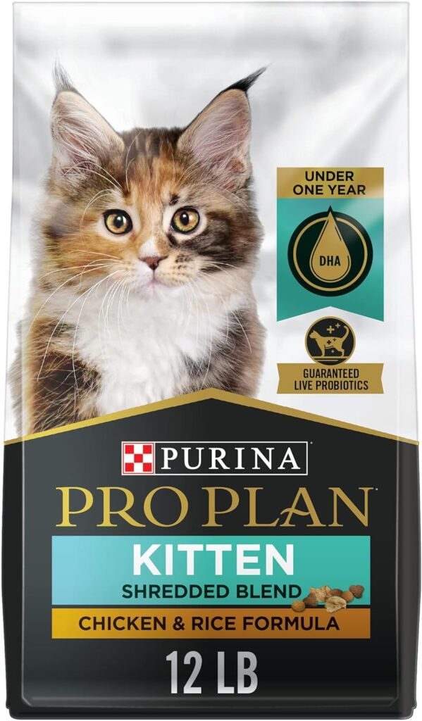 Purina Pro Plan With Probiotics, High Protein Dry Kitten Food, Shredded Blend Chicken  Rice Formula - 12 lb. Bag