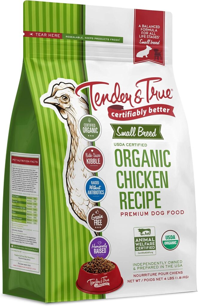 Tender  True Pet Nutrition Small Breed Organic Chicken Recipe Dog Food, 4 lb (46003)